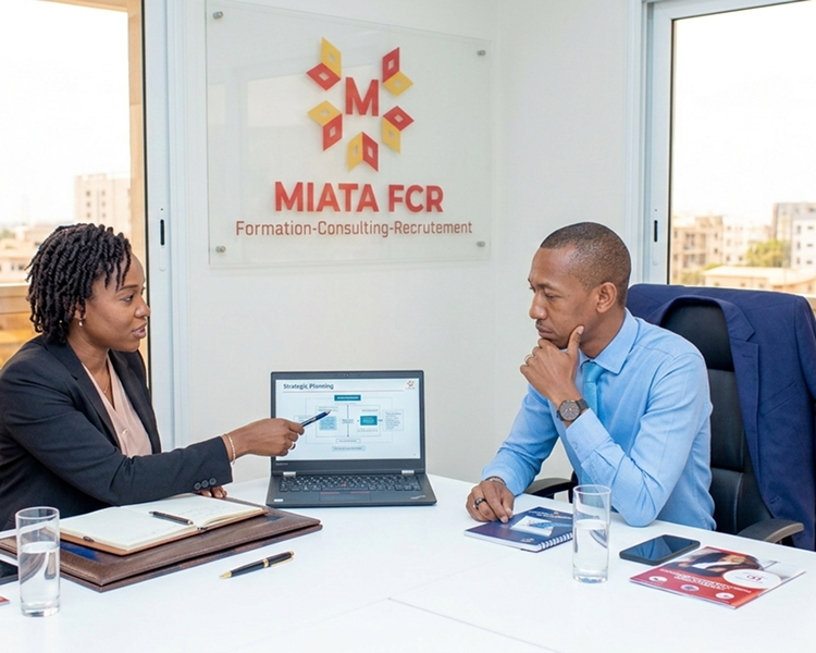 Consultant RH MIATA discutant stratégie avec un chef d'entreprise